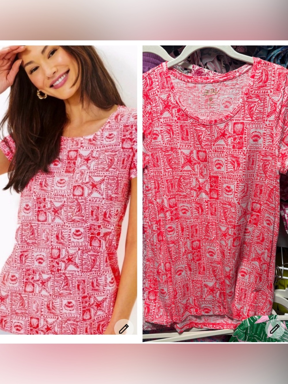 Lilly Pulitzer Etta scoop neck Women's Short-Sleeve Pink Printed Tee